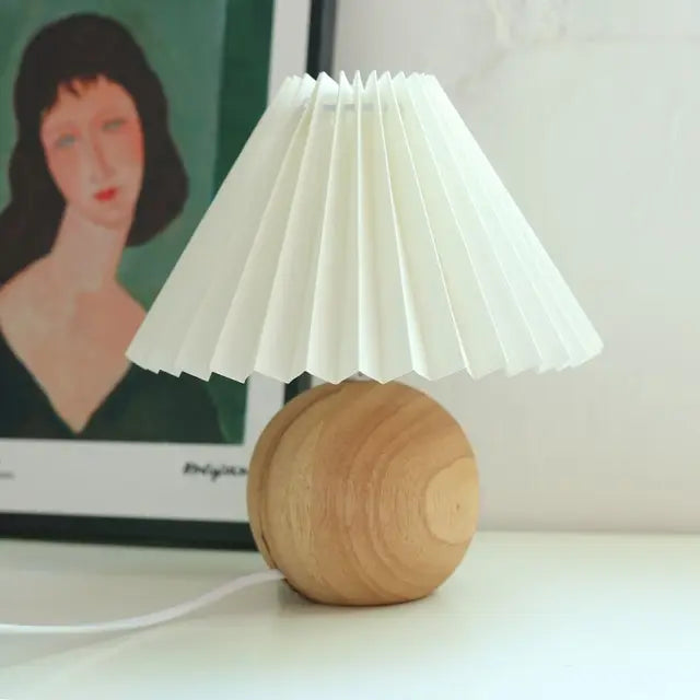 Lampe de chevet céramique abat-jour plissé E27 27 cm salon lumière tamisée ambiance rétro élégante design | Koossa