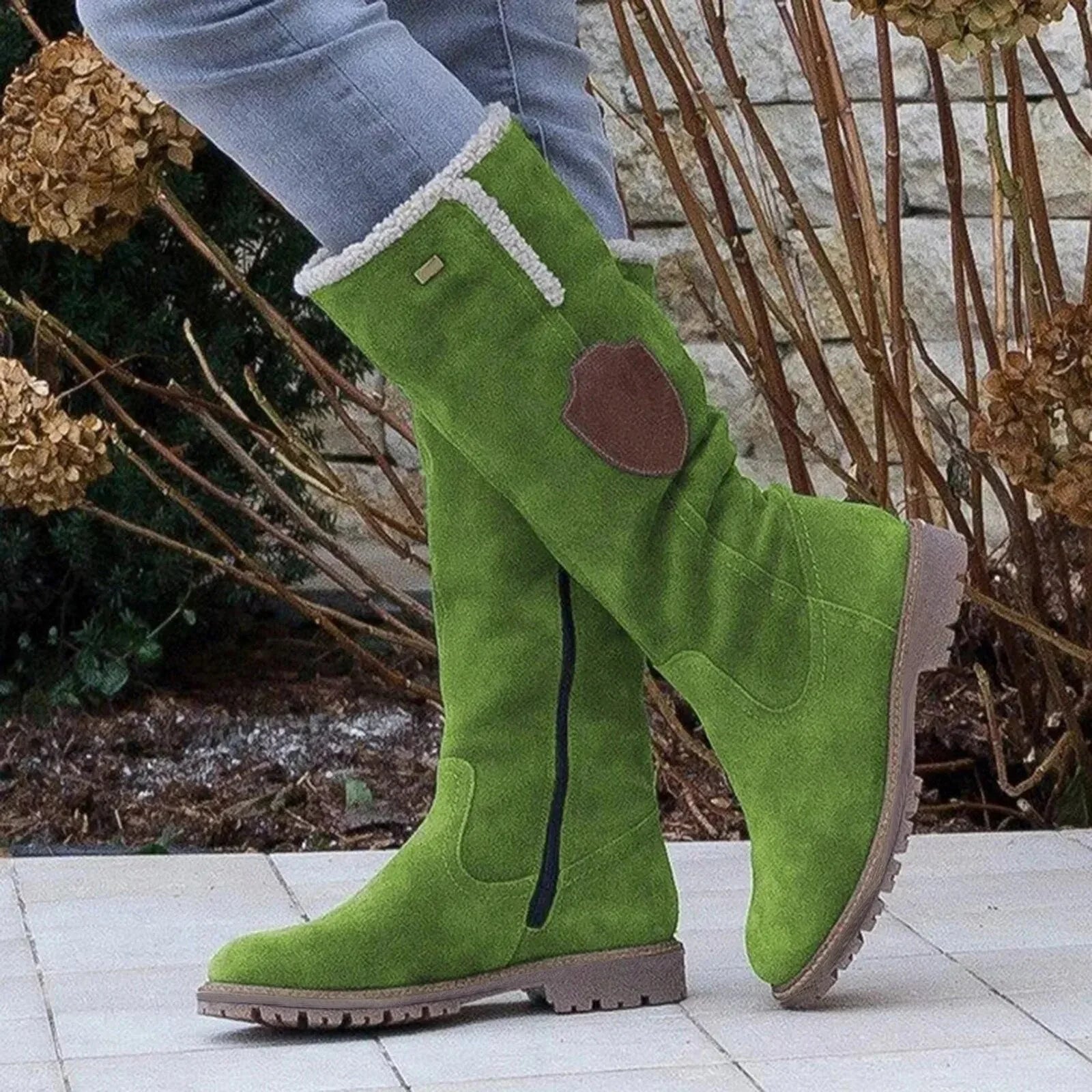 Suede-Effect Knee-High Boots with Faux Fur Lining for Winter Warmth and Timeless Style | Koossa