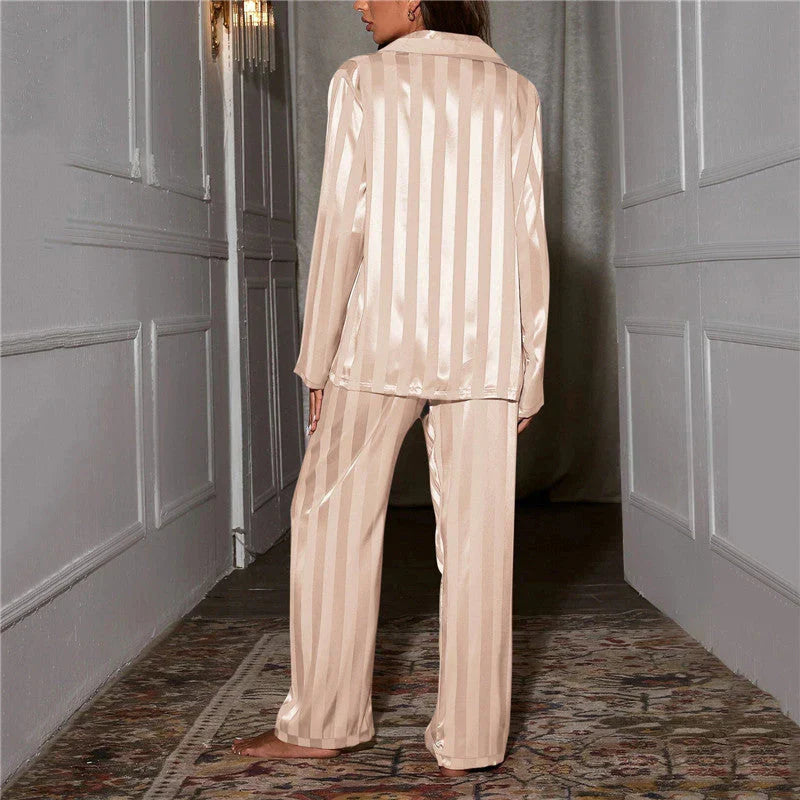 Women's Satin-Finish Pyjama Set — Elegant Two-Piece Nightwear for Relaxed Evenings & Luxurious Lounging | Koossa