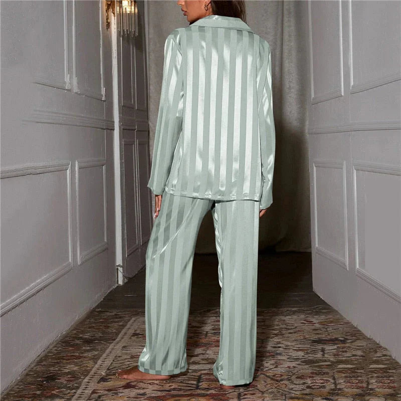Women's Satin-Finish Pyjama Set — Elegant Two-Piece Nightwear for Relaxed Evenings & Luxurious Lounging | Koossa