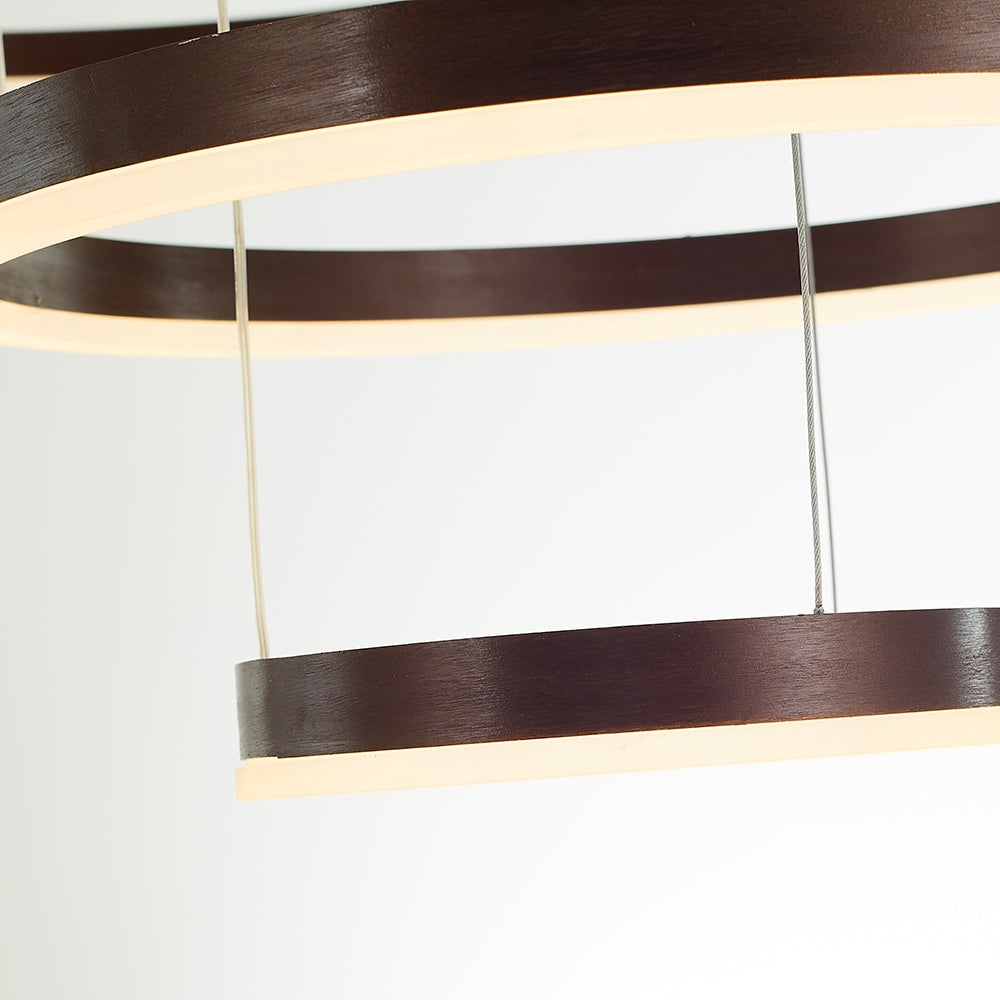 Suspension LED cercles multiples en métal noir doré ou moka pour salon salle à manger chambre dimable | Koossa