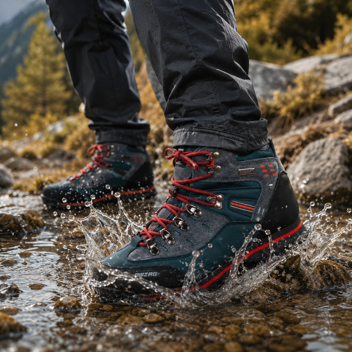 Men's Waterproof Hiking Boots, Mid-Ankle Non-Slip Rubber Sole Trekking Shoes for Winter Trail Walking, Mountain & Outdoor Use | Lonoma
