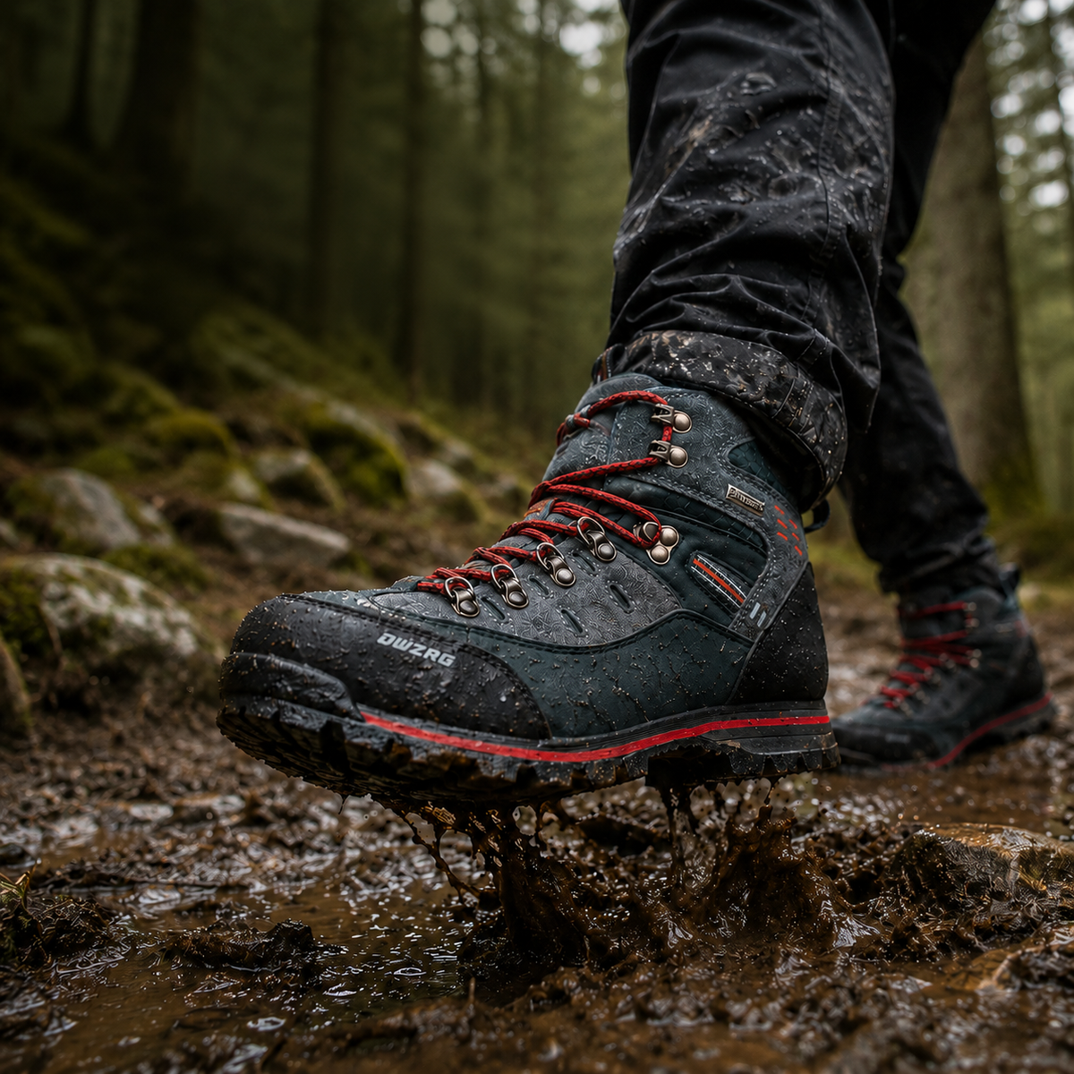 Men's Waterproof Hiking Boots, Mid-Ankle Non-Slip Rubber Sole Trekking Shoes for Winter Trail Walking, Mountain & Outdoor Use | Lonoma