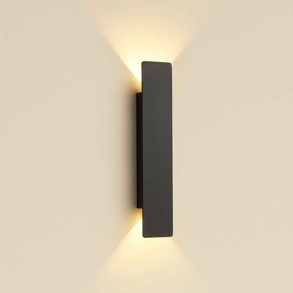 Applique murale LED extérieure IP65 aluminium noir éclairage bidirectionnel blanc chaud façade terrasse | Koossa