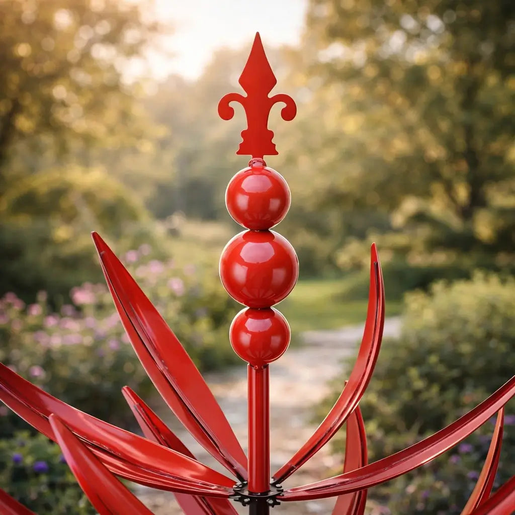 Metal Garden Wind Spinner, 35 in Kinetic Yard Sculpture with Dual-Spin Petals, Outdoor Lawn Stake for Patio and Flower Bed | Lonoma
