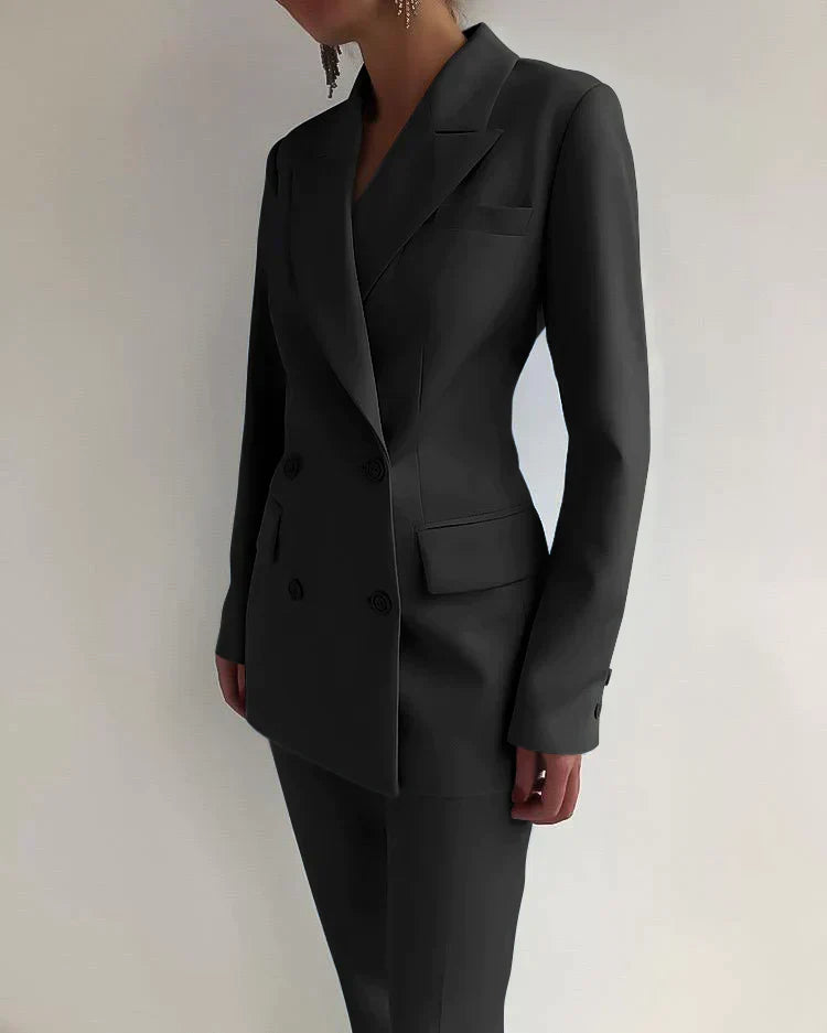 Tailored Blazer and Trousers Suit in Soft Pastels for the Modern Woman | Formal Two-Piece Set | Koossa