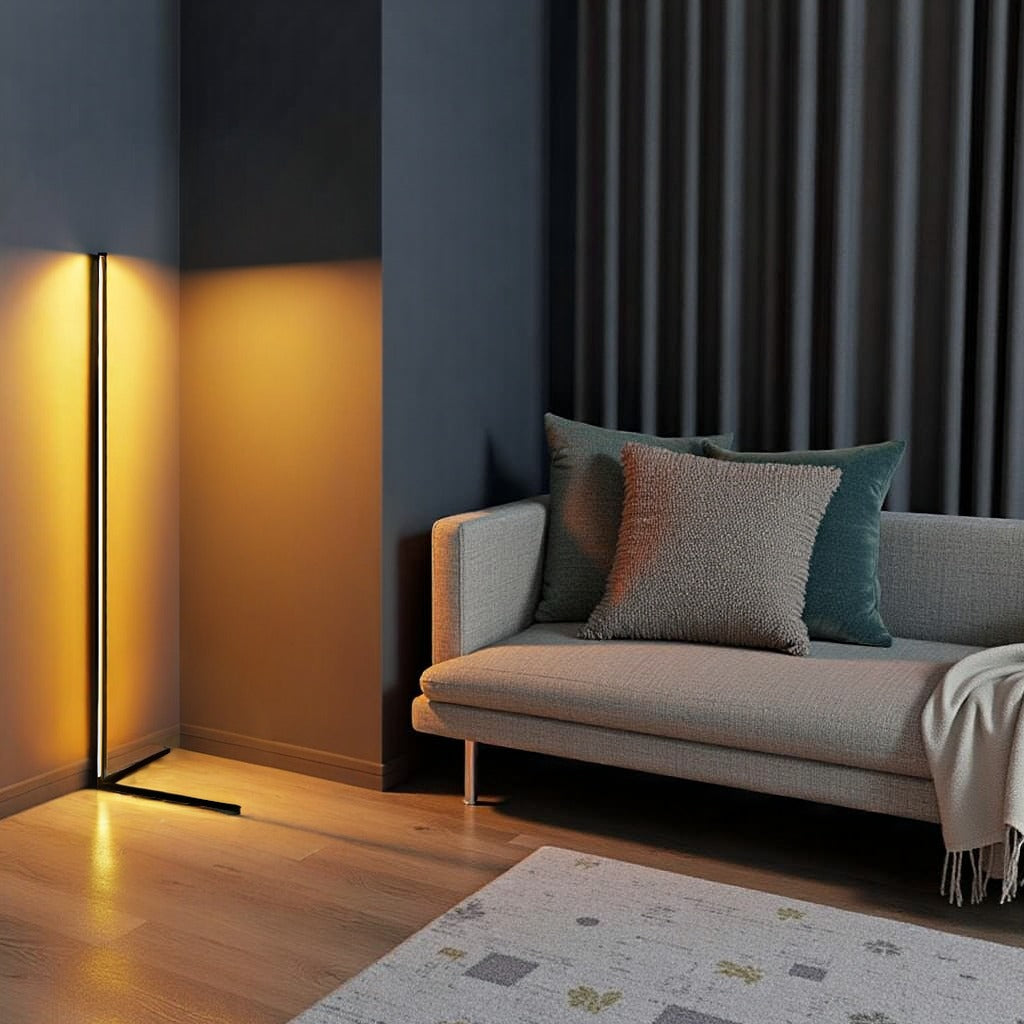Lampadaire Design LED 24W Réglable Blanc Chaud et RGB Pied en V Minimaliste Éclairage d'Ambiance pour Salon | Koossa