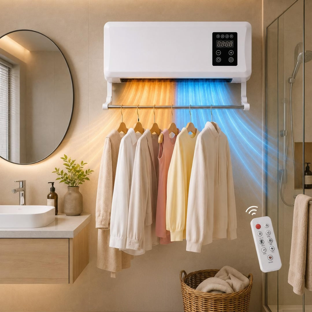 Ventilateur Mural avec Chauffage et Séchoir Intégré 1500 W Blanc pour Salle de Bains et Pièces Humides | Koossa