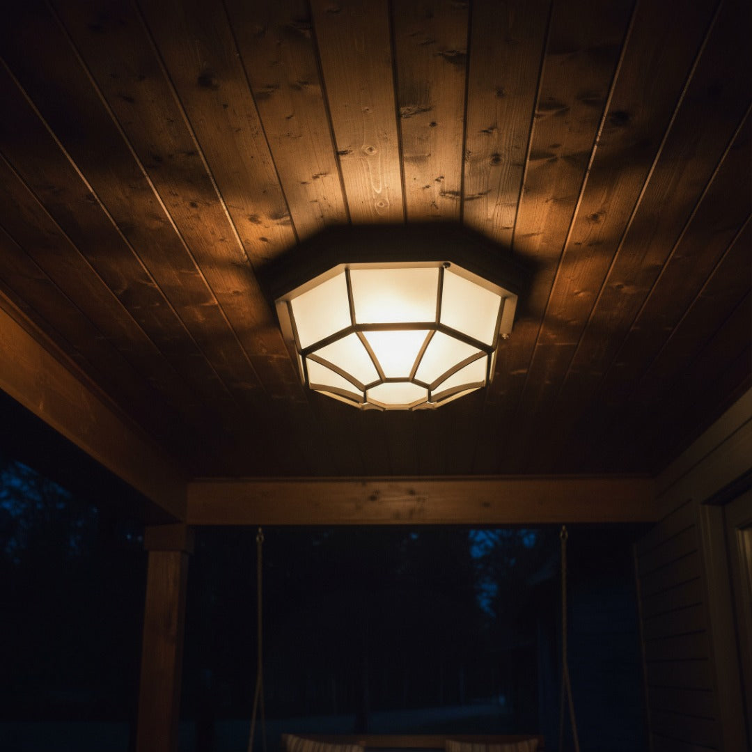 Plafonnier extérieur en aluminium et verre gris foncé E27 dimmable IP44 étanche pour terrasse jardin balcon | Koossa