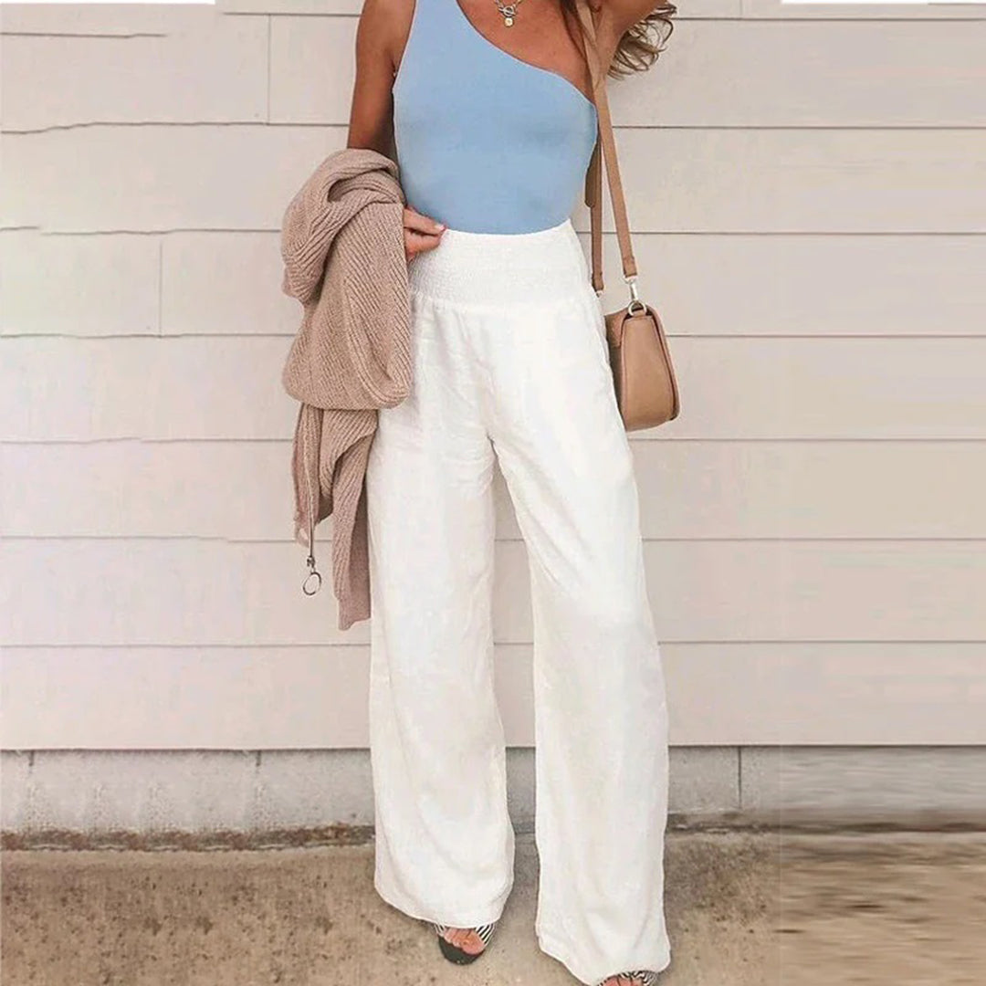 Women's Elasticated Wide-Leg Summer Trousers — Comfortable Casual Trousers for Warm Weather & Everyday Wear | Koossa