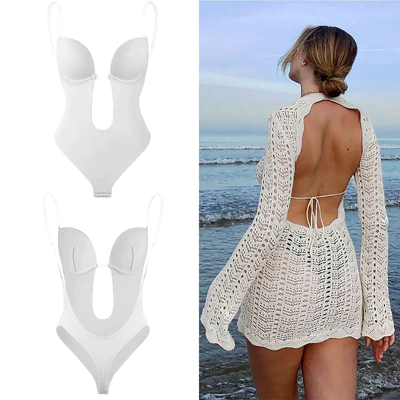 Women's Backless Shapewear Bodysuit in Black, Beige & White — Seamless Control Underwear for Evening Dresses | Koossa
