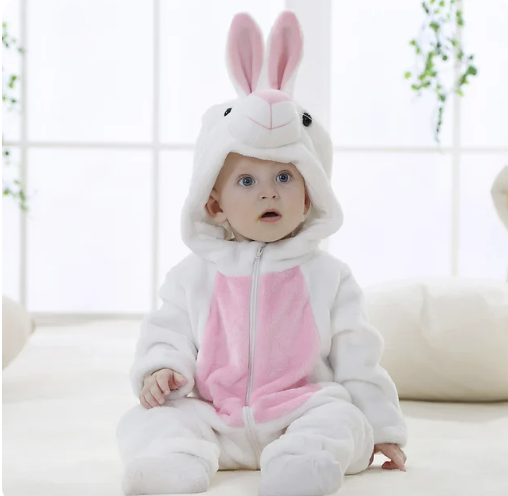 Baby Animal Onesie Costume with Hood, Full-Zip Fleece Romper Jumpsuit for Infants & Toddlers, Cozy Loungewear, Playdates & Photo Shoots | Lonoma