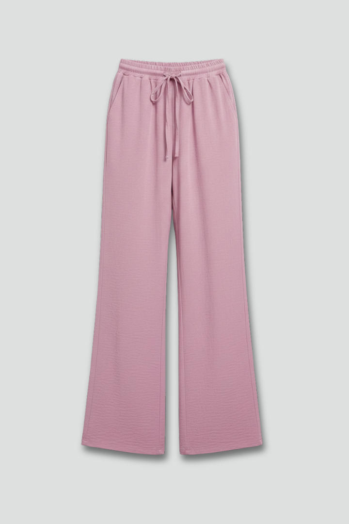 Women's Wide-Leg Palazzo Trousers with Drawstring Waist and Pockets – Lightweight Summer Trousers for Effortless Everyday Elegance | Koossa