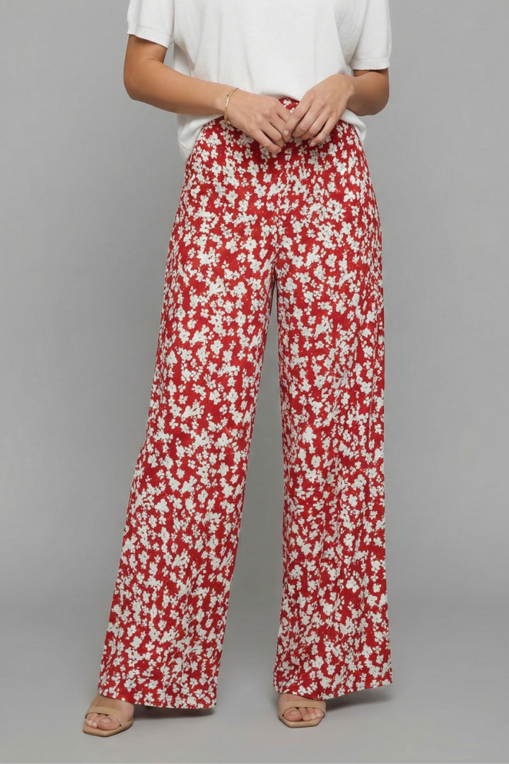 Wide-Leg Palazzo Trousers in Floral Print – Flowing Silhouette for Relaxed Summer Elegance | Koossa