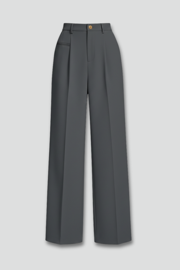Women's Wide-Leg Pleated Trousers with Pockets | Elegant Flowing Palazzo Style | Koossa