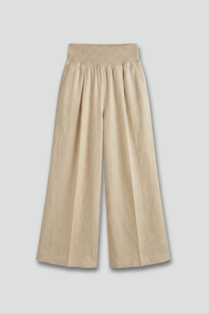 Women's High-Waisted Wide-Leg Trousers with Front Pleats – Elegant Flowing Fit for Spring and Summer Days | Koossa