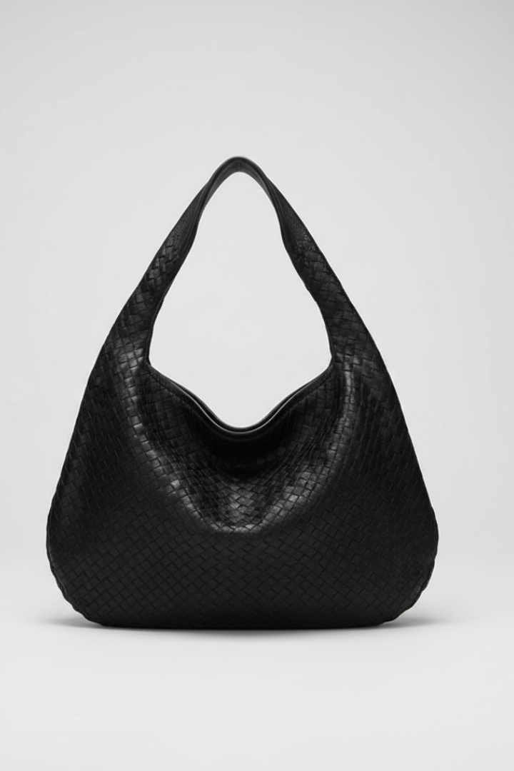 Rounded Shoulder Bag in Black with Single Strap — Everyday Elegance Curved Silhouette Minimalist Design | Koossa
