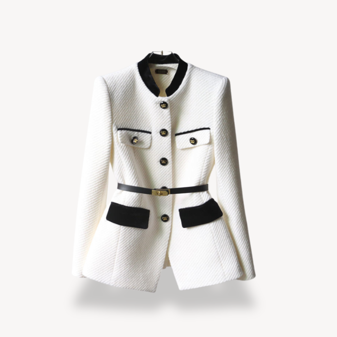 Women's Structured Belted Blazer with Button Front | Timeless Tailored Jacket for Work and Smart Occasions | Koossa