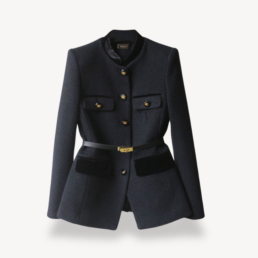 Women's Structured Belted Blazer with Button Front | Timeless Tailored Jacket for Work and Smart Occasions | Koossa