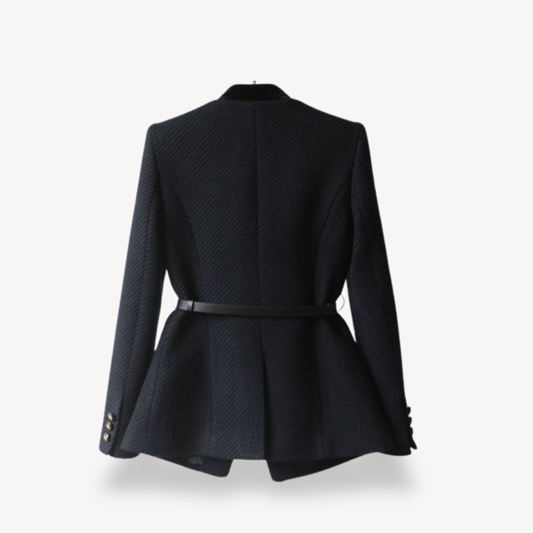 Women's Structured Belted Blazer with Button Front | Timeless Tailored Jacket for Work and Smart Occasions | Koossa