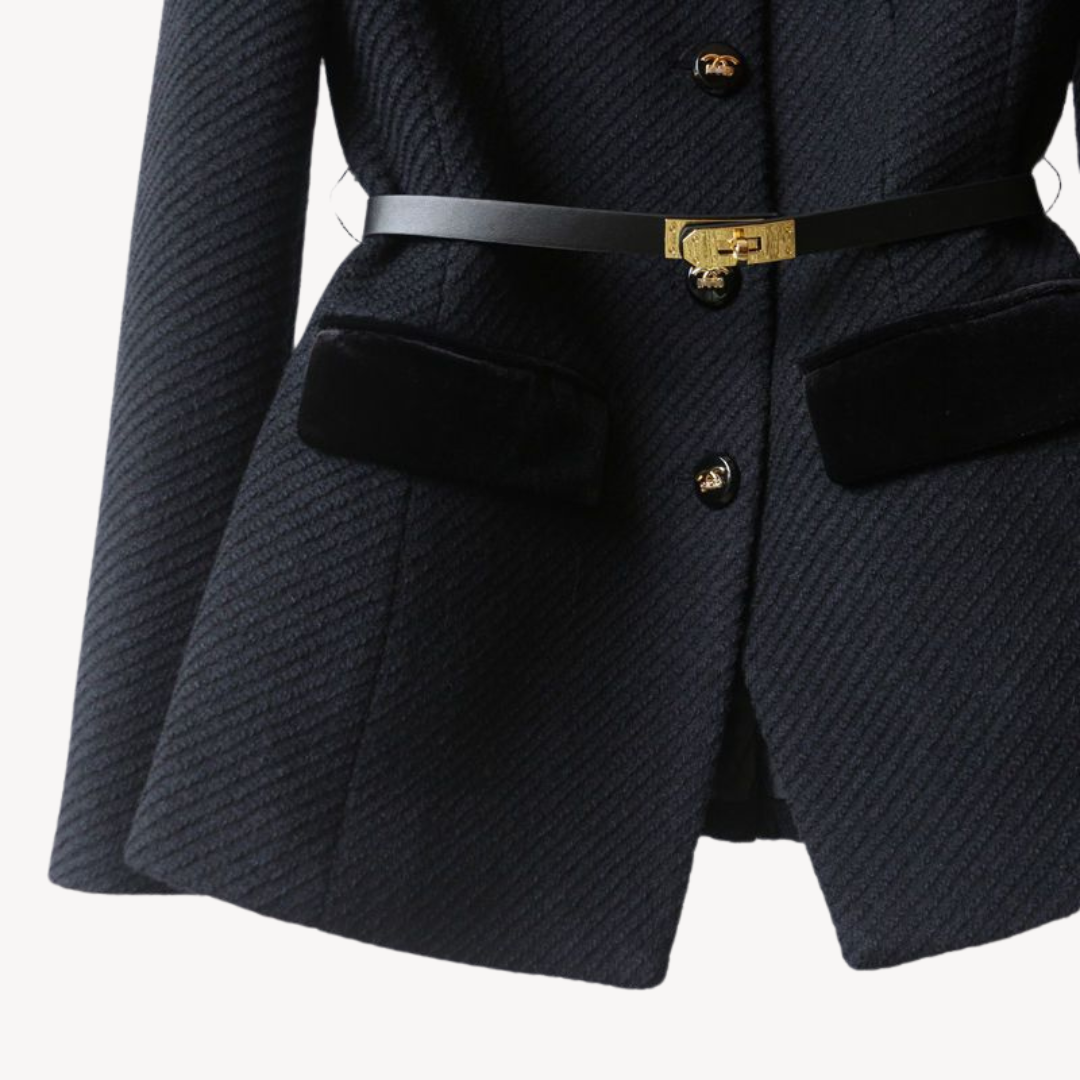 Women's Structured Belted Blazer with Button Front | Timeless Tailored Jacket for Work and Smart Occasions | Koossa