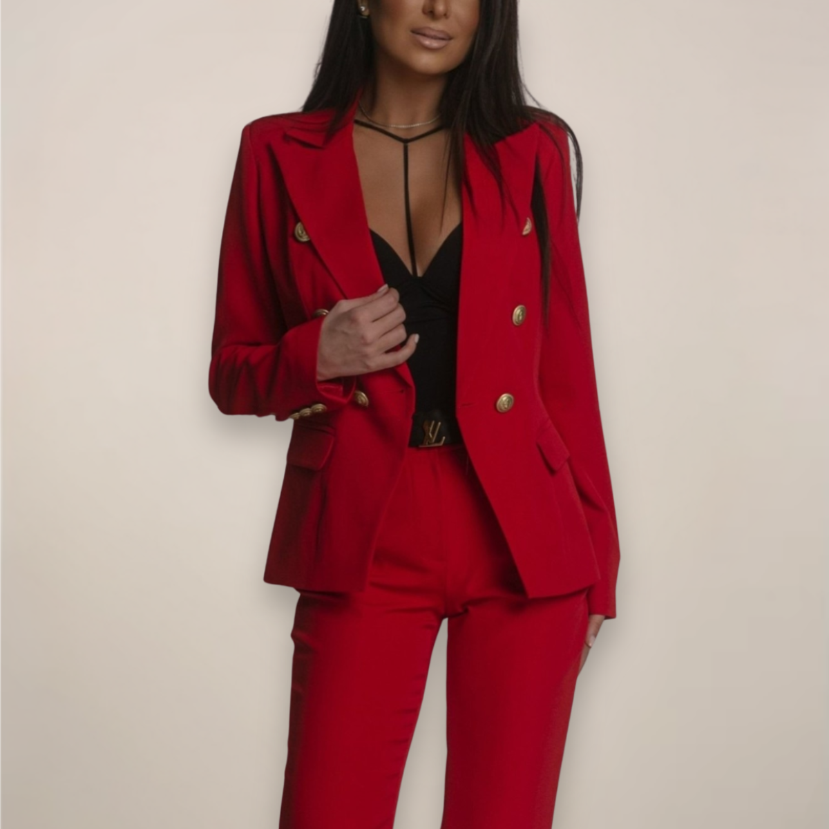 Women's Tailored Blazer and Trouser Suit Set in Classic Colours for Warm-Weather Occasions | Sophisticated Two-Piece Workwear and Smart Casual Ensemble | Koossa