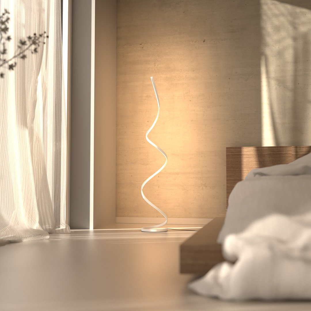 Lampadaire LED à spirale dimmable moderne minimaliste design épuré luminaire contemporain pour salon et séjour | Koossa