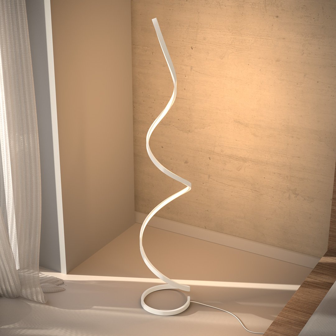 Lampadaire LED à spirale dimmable moderne minimaliste design épuré luminaire contemporain pour salon et séjour | Koossa