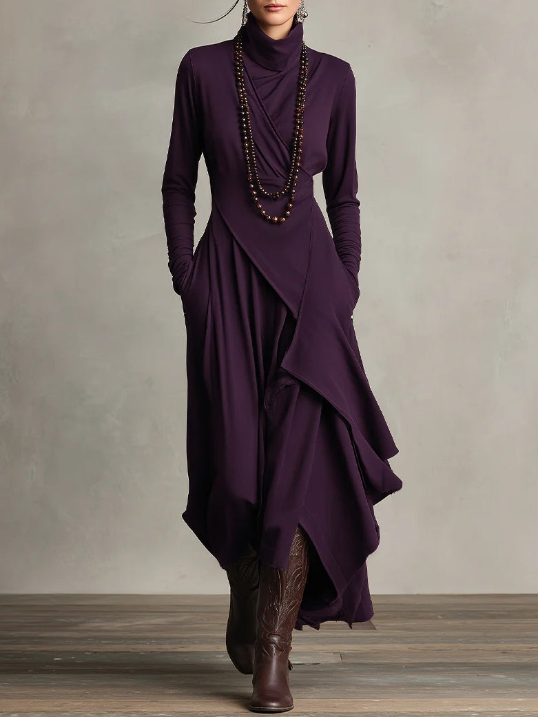 Women's Layered High Neck Maxi Dress in Flowing Chiffon for Formal Occasions and Elegant Daywear | Koossa