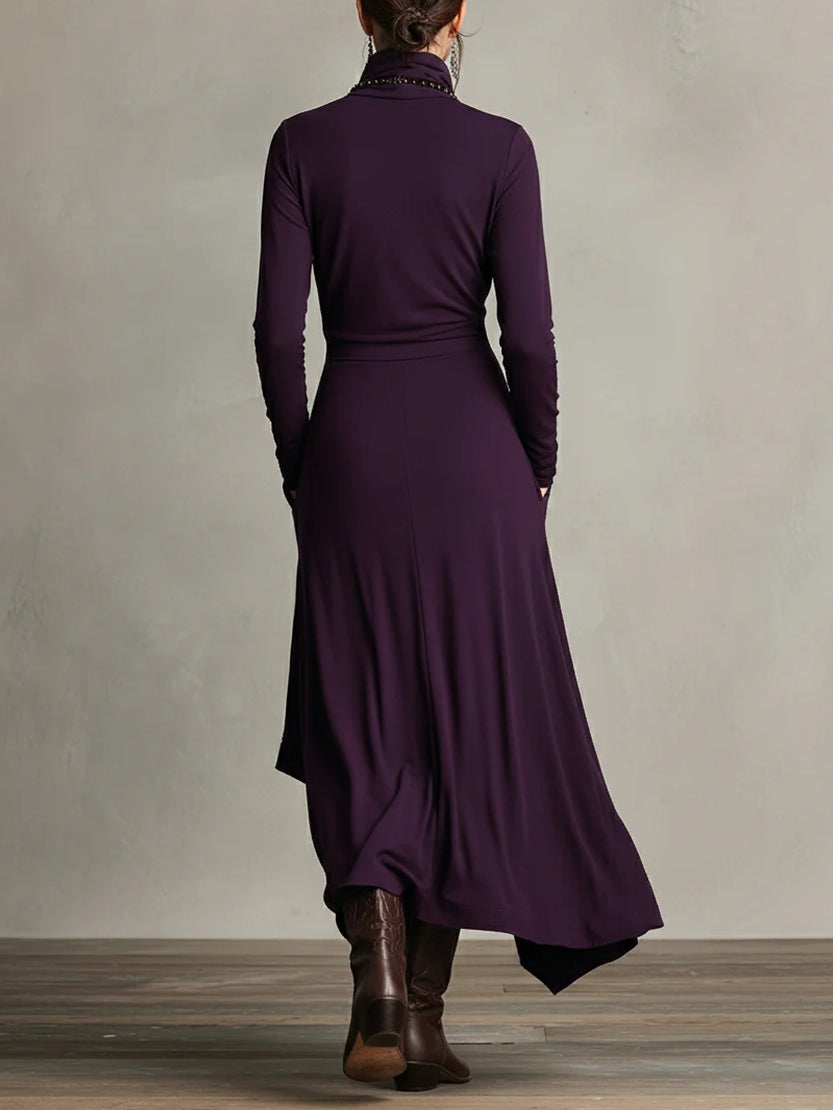 Women's Layered High Neck Maxi Dress in Flowing Chiffon for Formal Occasions and Elegant Daywear | Koossa