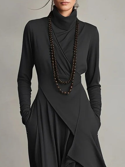 Women's Layered High Neck Maxi Dress in Flowing Chiffon for Formal Occasions and Elegant Daywear | Koossa