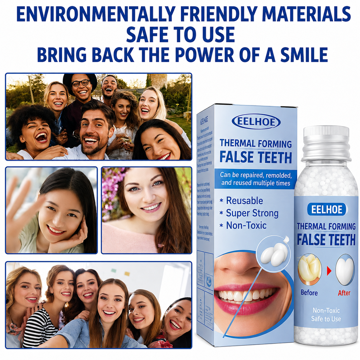 Temporary Tooth Repair Kit for Chipped and Missing Teeth, Moldable Resin Filler, Natural White Cosmetic Dental Fix for Adults & Seniors | Lonoma