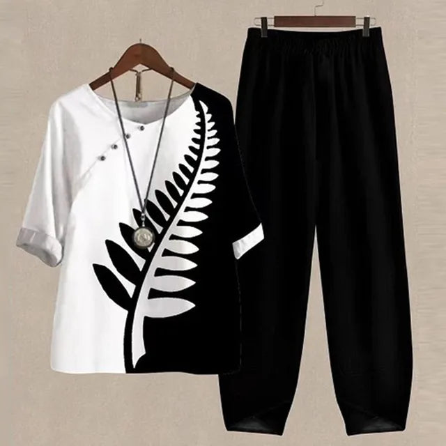 Women's Two-Piece Co-Ord Set — Elegant Spring Summer Outfit for Work & Casual Occasions | Koossa
