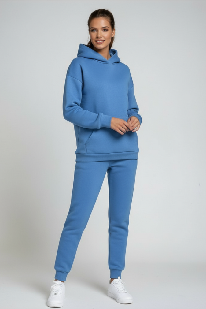 Hooded Loungewear Set in Brushed Cotton Blend for Relaxed Weekend Style | Koossa