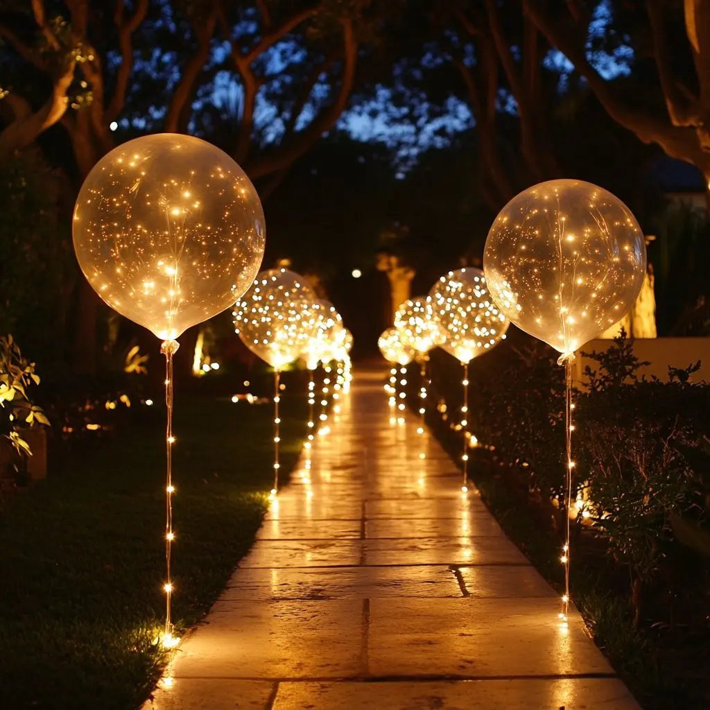 Clear LED Balloons with Warm White String Lights, 18 in, Set of 10, Reusable Party Decor for Birthday, Wedding, Baby Shower & Garden | Lonoma