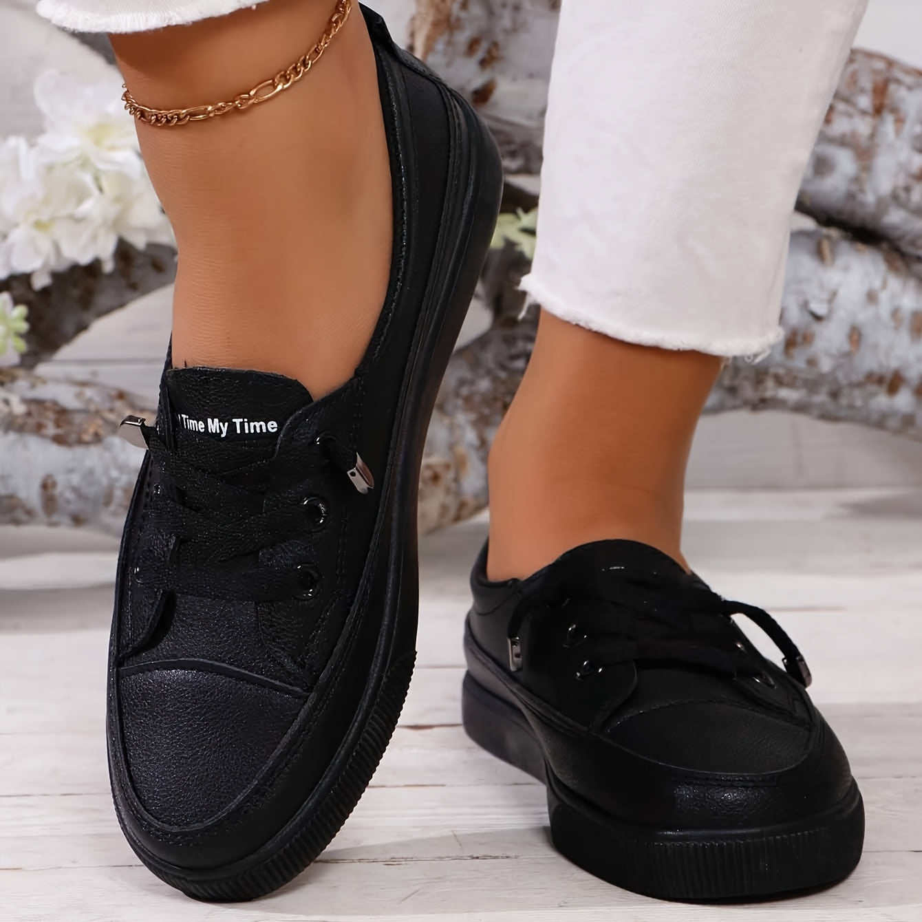 Women's Lace-Up Orthopedic Shoes with Cushioned Insoles in White, Black & Beige – All-Day Comfort for Everyday Errands, Walking & Casual Outings | Koossa