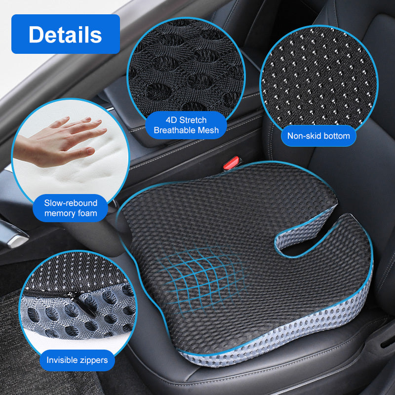 Memory Foam Car Seat Cushion for Tailbone Relief, Contoured Wedge Seat Pad for Long Drives, Office Chair, Posture Support | Lonoma