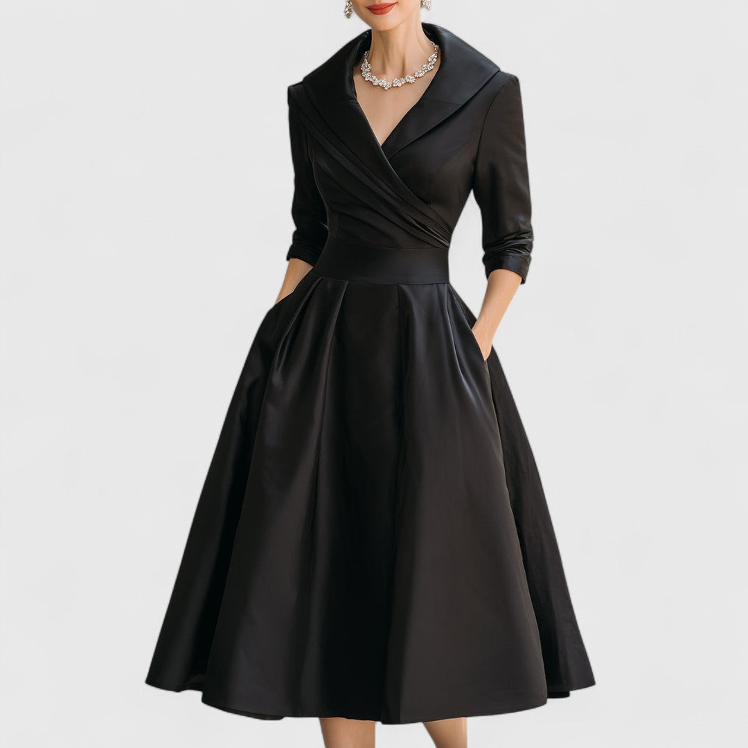 Women's Flowing Midi Dress with Structured Shape | Effortless Elegance for Day to Evening | Graceful Silhouette Dress | Koossa