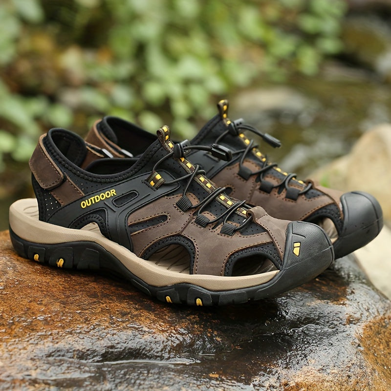 Men's Closed-Toe Sport Sandals with Elastic Strap, Breathable Hiking Sandals, Rubber Sole Summer Outdoor Walking Sandals | Lonoma