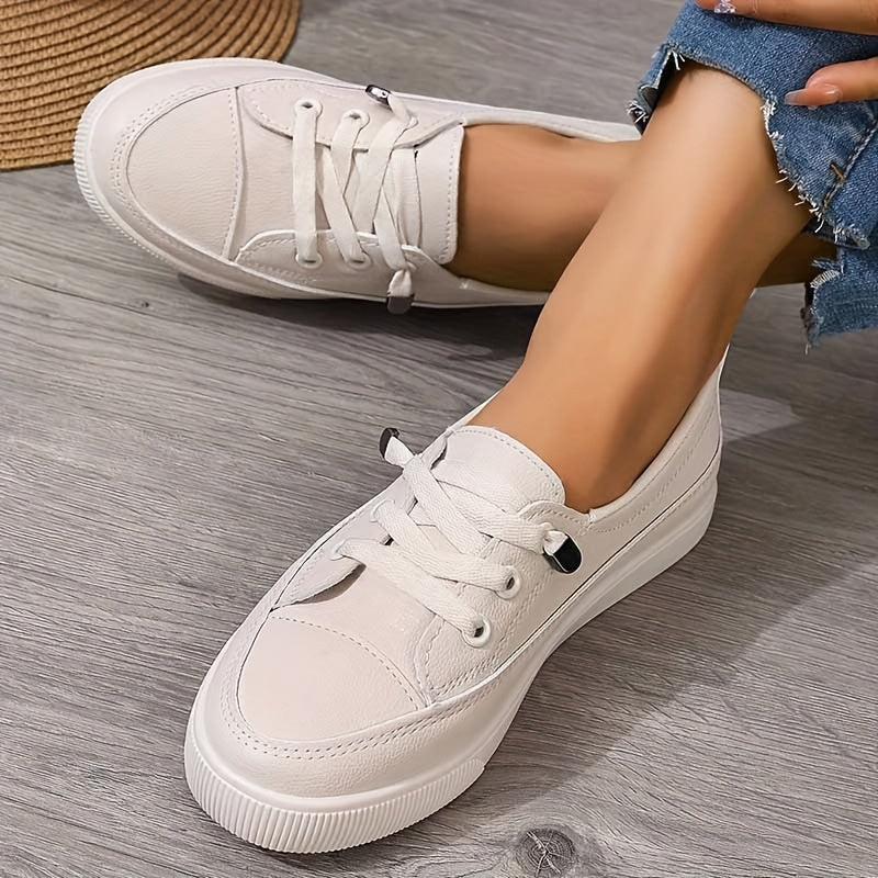 Women's Lace-Up Orthopedic Shoes with Cushioned Insoles in White, Black & Beige – All-Day Comfort for Everyday Errands, Walking & Casual Outings | Koossa