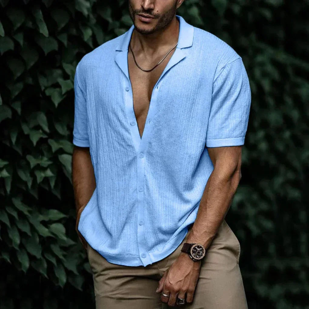 Men's Button-Front Summer Shirt — Lightweight Relaxed Fit Shirt for Casual Wear & Warm Weather | Koossa