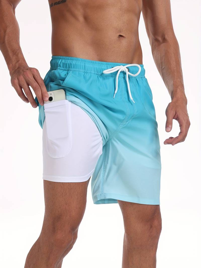 Men's Quick-Dry Swim Shorts in Lightweight Fabric | Relaxed Fit Mid-Thigh Beach Trunks with Elasticated Drawstring Waist and Side Pockets for Holiday Swimming Pool Summer | Koossa