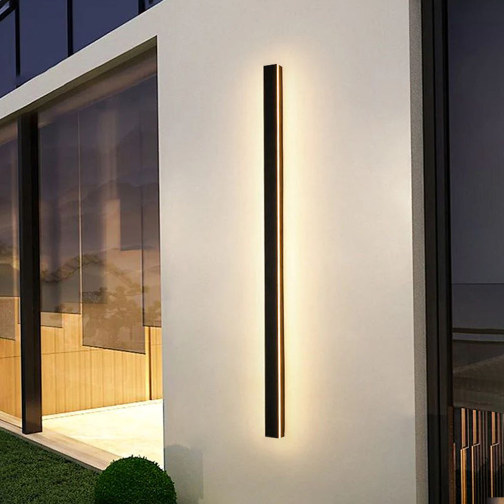 Applique murale LED extérieure verticale noire aluminium IP65 30–200 cm façade jardin allée éclairage moderne | Koossa