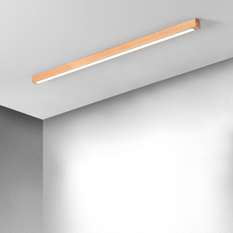 Flush Mount Linear LED Ceiling Light with Wood Frame and Acrylic Diffuser for Kitchen, Bedroom, Hallway | Lonoma