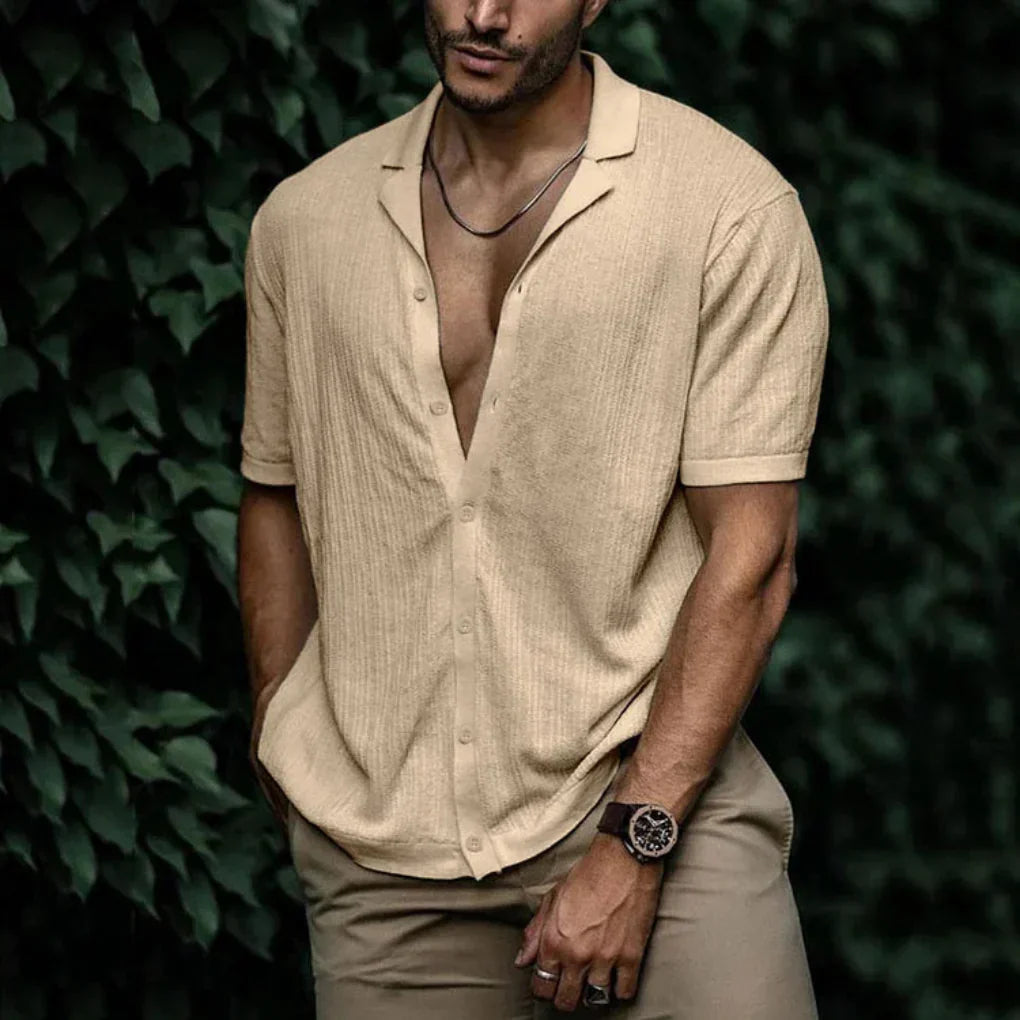 Men's Button-Front Summer Shirt — Lightweight Relaxed Fit Shirt for Casual Wear & Warm Weather | Koossa