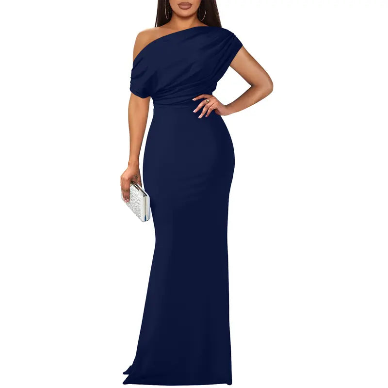 Women's Off-Shoulder Floor-Length Evening Gown in Ten Classic Colours for Galas, Weddings, and Formal Occasions | Koossa