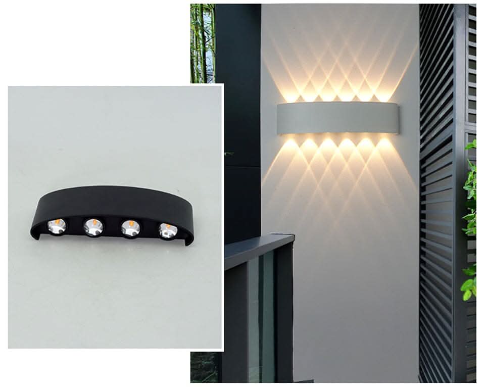 Applique murale LED étanche aluminium effet double faisceau pour extérieur moderne jardin terrasse et façade | Koossa