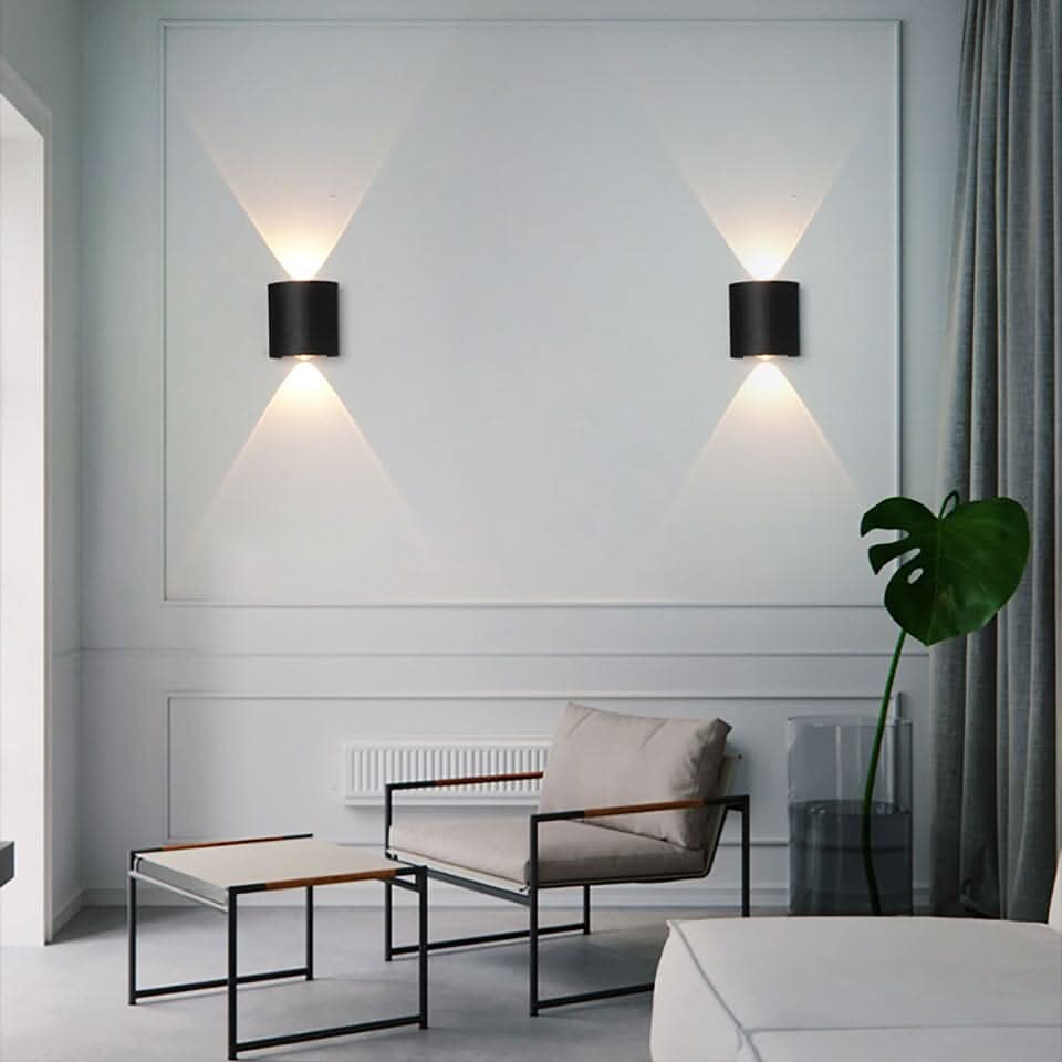 Applique murale LED étanche aluminium effet double faisceau pour extérieur moderne jardin terrasse et façade | Koossa