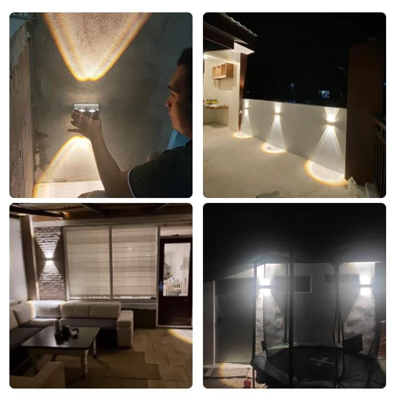 Applique murale LED étanche aluminium effet double faisceau pour extérieur moderne jardin terrasse et façade | Koossa