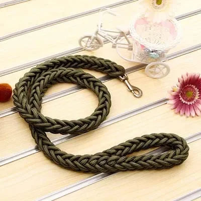 Dog Lead Braided Nylon 1.3m Heavy Duty Thick Strong Black Army Green Coffee Red Blue Purple Walking Leash Large Dogs | Koossa
